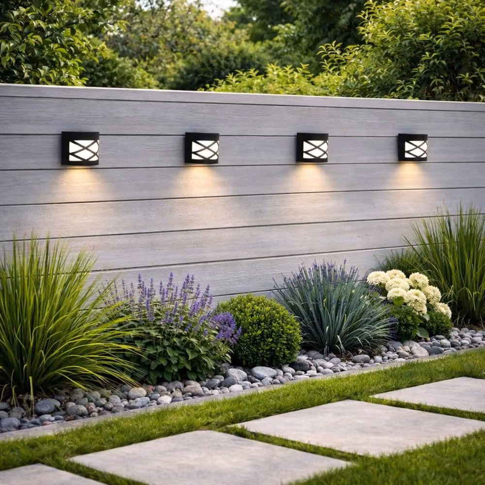 Gardenwize Pack of 4 Solar Powered LED Deck Fence and Wall Lights in Black with Warm White Light and IP65 Waterproof Rating – 3