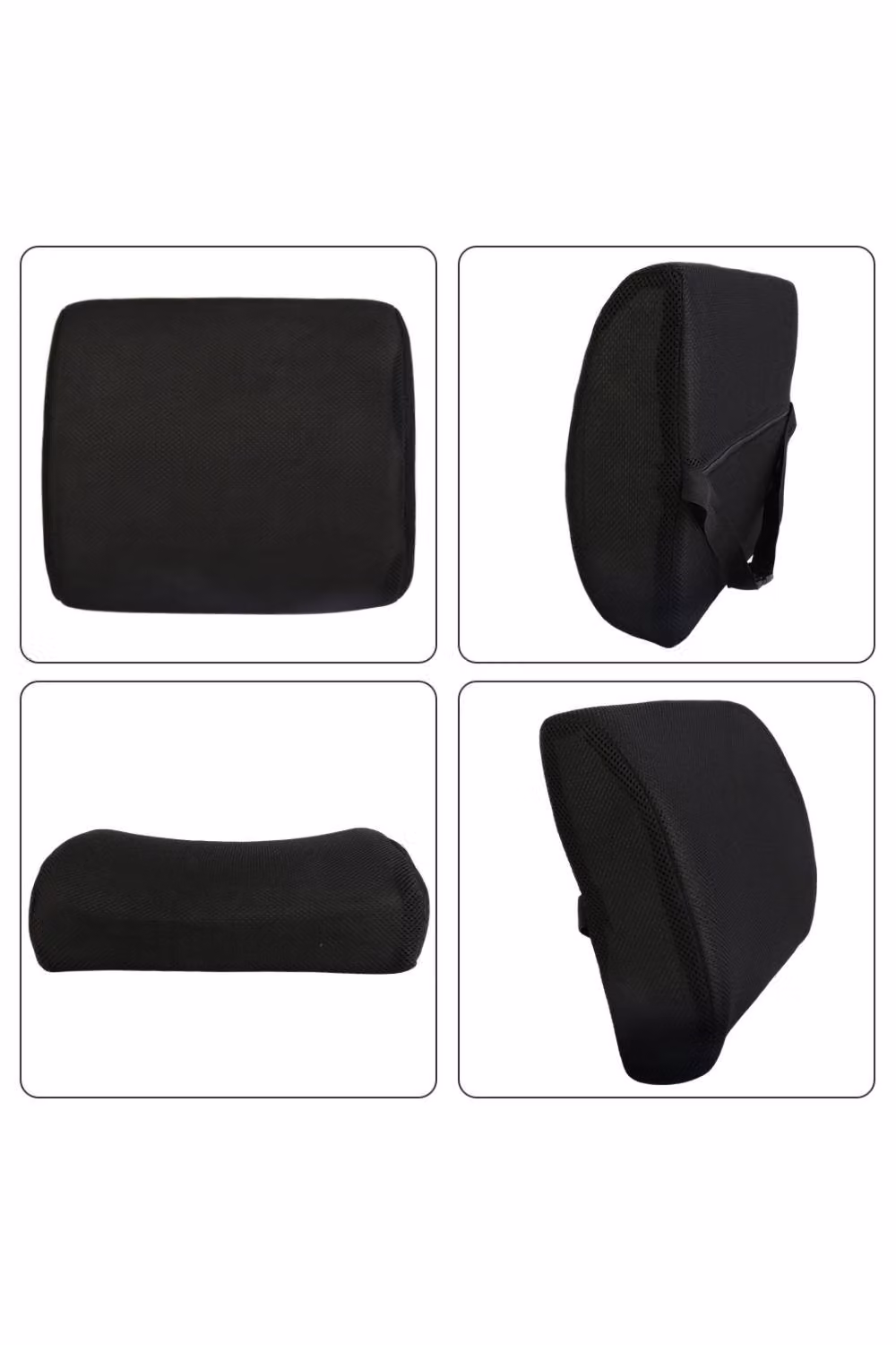 KDMD Black Memory Foam Lumbar Back Support Cushion with Breathable Removable Mesh Cover – 7