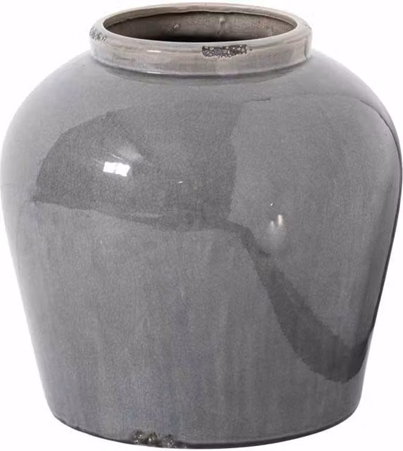 Lemon Pavilion Furniture and Decor Garda Glazed Juniper Ceramic Vase, Grey, W: 37 cm, D: 37 cm, H: 37 cm