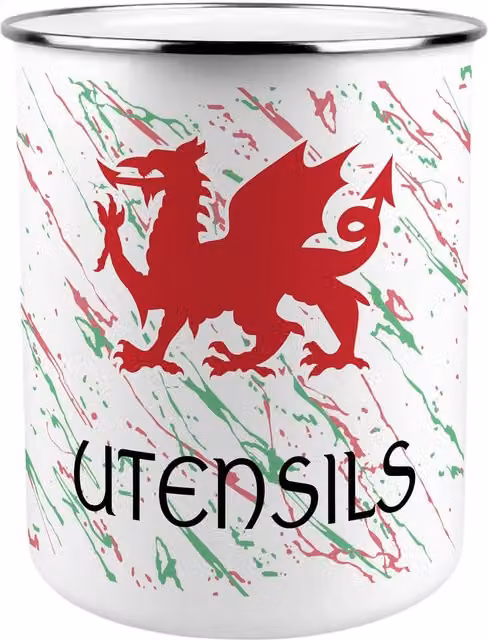 Purely Home Welsh Dragon Kitchen Utensil Holder in Red, Green and White