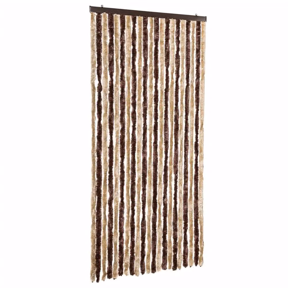 Berkfield Home Chenille Insect Curtain in Beige and Light Brown, W: 90 cm, H: 200 cm – 2