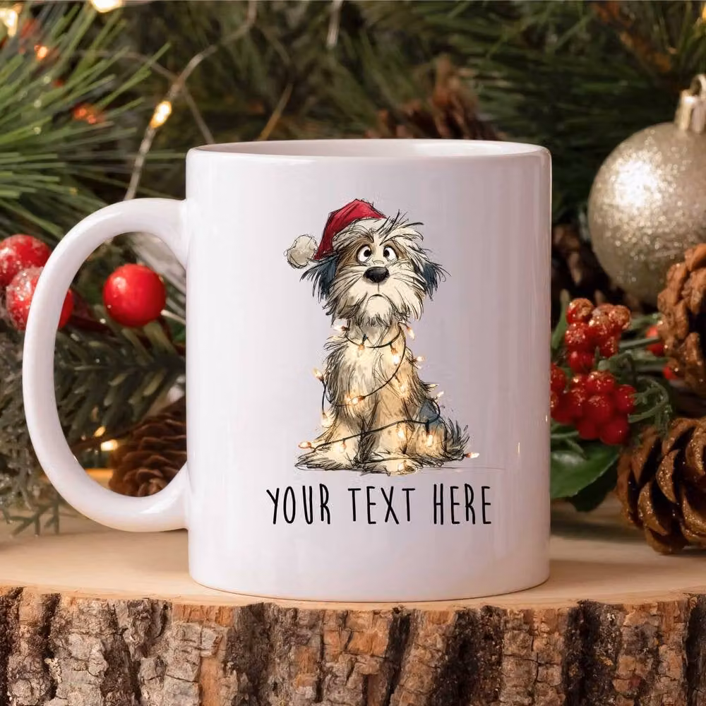 60 SECOND MAKEOVER Personalised Havanese Christmas Lights Santa Hat Ceramic Mug in White – 2