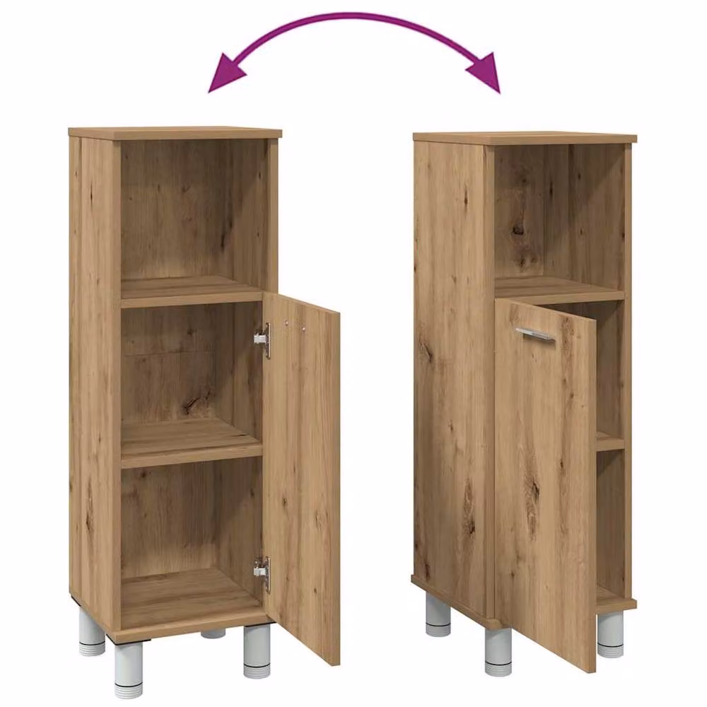 Berkfield Home Artisan Oak Bathroom Cabinet in Brown, W/D/H: 30 x 30 x 95 cm – 3