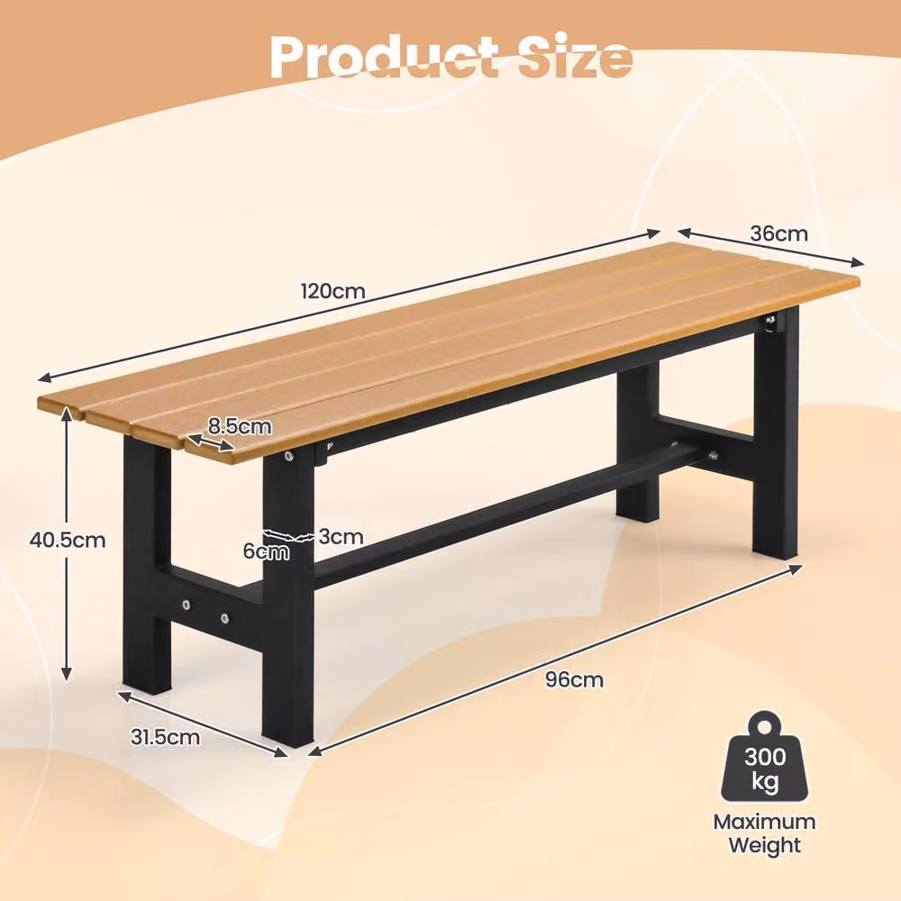 Costway 2-Person Outdoor Bench in Brown with Armrests and Slatted Seat – 2