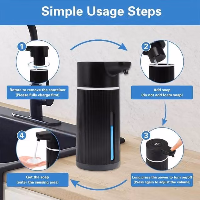EONLION Black Automatic Soap Dispenser 420ml – 1