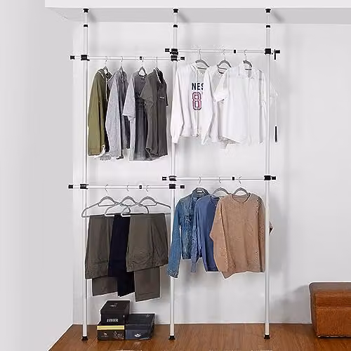 House of Home Heavy Duty Double Telescopic Clothes Rail in White, Adjustable from 150 to 240 cm – 4