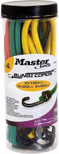 Master Lock Bungee Jar, 12 Pieces, Multicolour