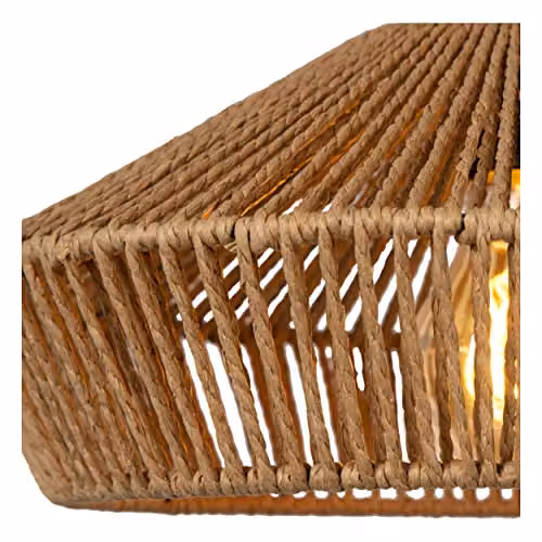 Lucide Yunkai Dimmable Adjustable Cluster Pendant Light in Brown Rattan and Paper, Diameter: 60 cm – 4