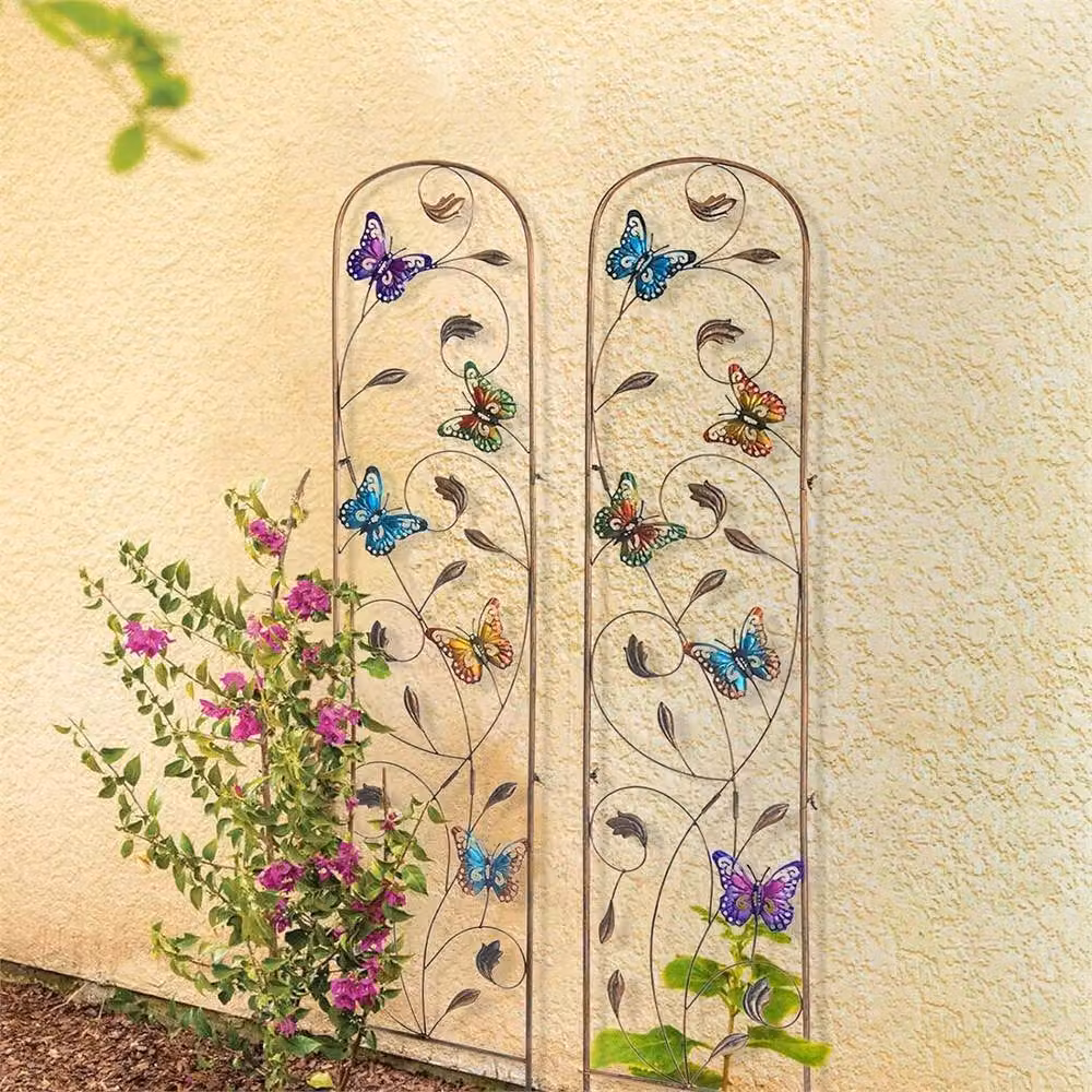 SPETLEK 2 Pack Metal Butterfly Obelisk Trellis Support in Brown, W/D/H: 100 x 100 x 100 cm – 3