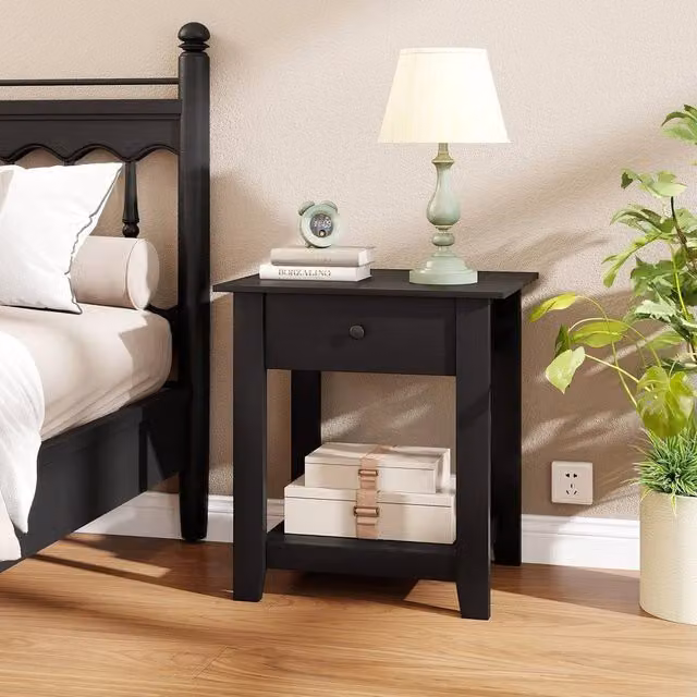 Kelvenix Modern Wooden Sofa Side Table in Black, W/D/H: 60.0 x 50.0 x 60.0 cm – 1