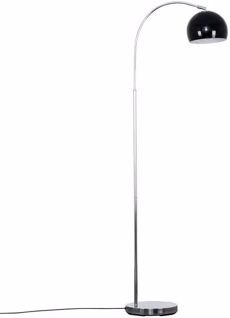 ValueLights Curva Modern Chrome Silver Metal Floor Lamp with Dome Shade