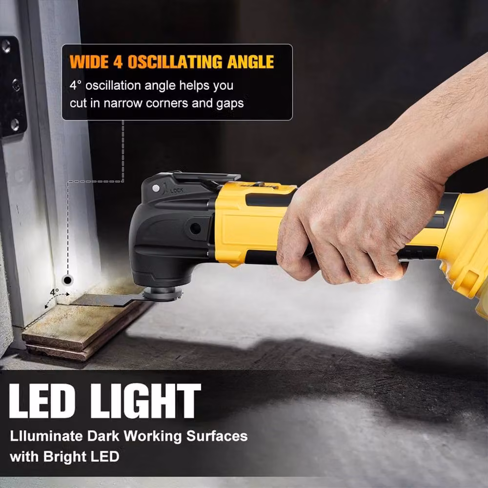 SPETLEK 6-Speed Brushless Multi Tool for DeWalt 18V 20V Batteries with LED, Yellow, W: 1000 mm, D: 400 mm – 3