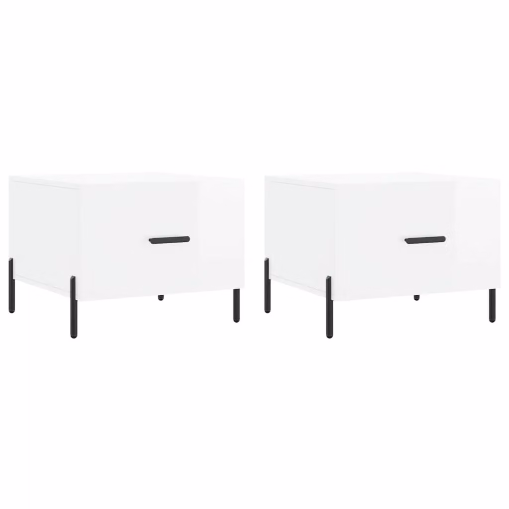 Berkfield Home Set of 2 High Gloss White Square Coffee Tables, W/D/H: 50 x 50 x 40 cm – 2