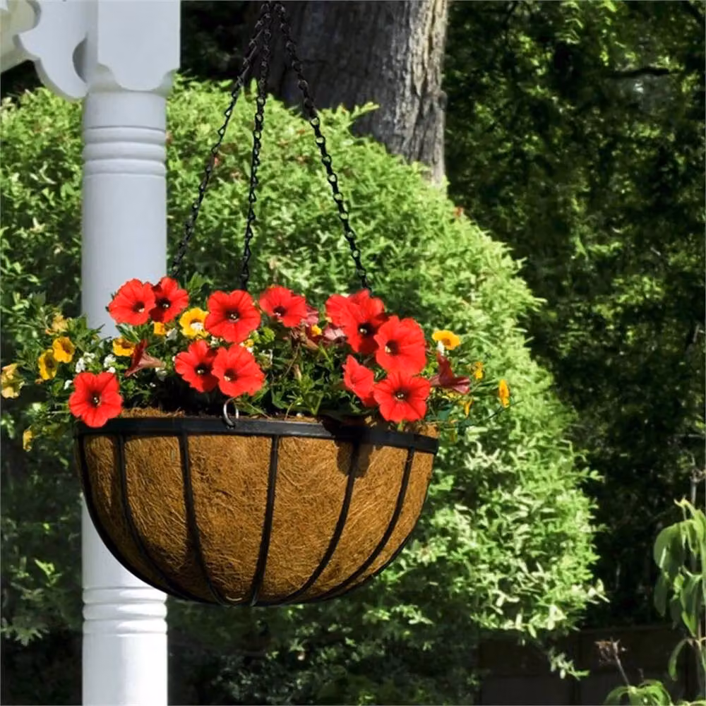 VOGREX 2 Pack Brown Cupped Coco Hanging Basket Liners for 14 Inch Baskets – 4