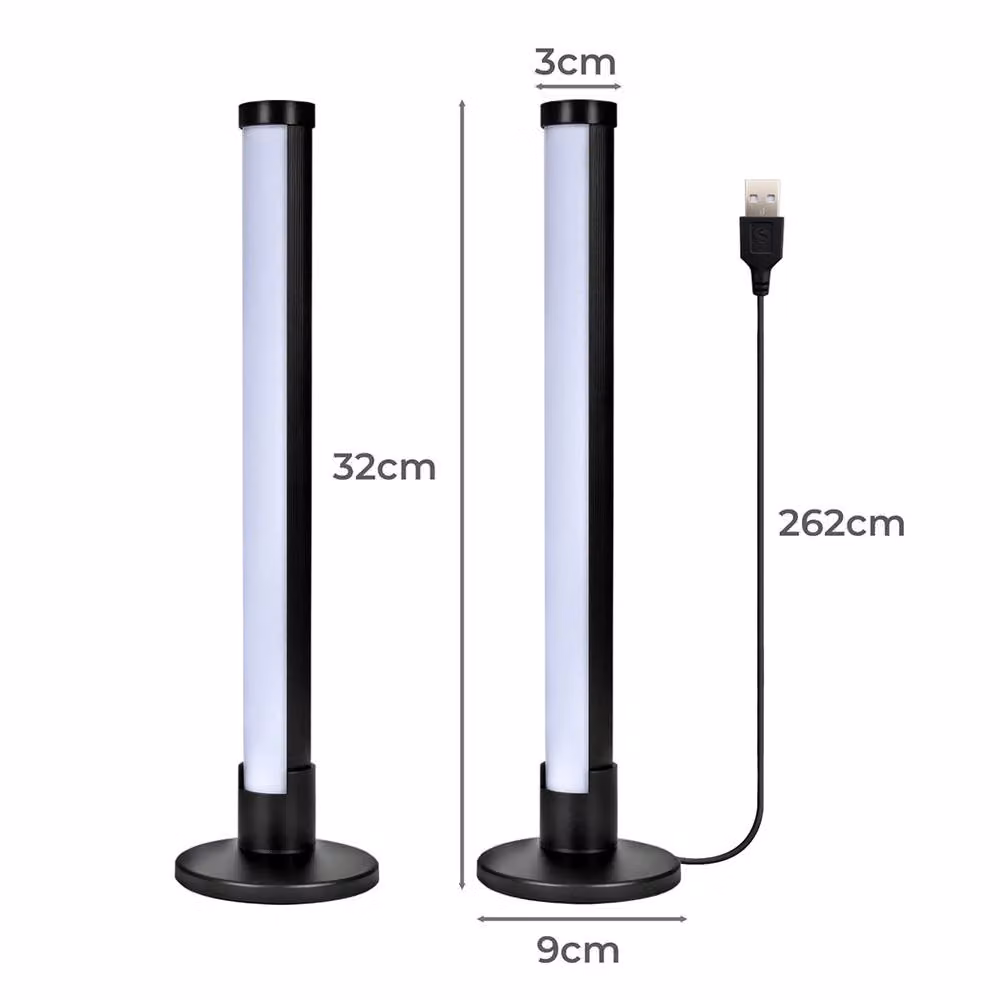 Emitto 2x RGB LED Light Bar Ambient Lamps in Black with Bluetooth, Remote Control and Timer – 3