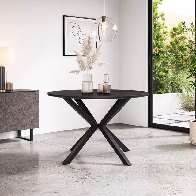 More4Homes Calne Round Ceramic Dining Table in Anthracite Grey, Diameter: 120 cm, Height: 75 cm