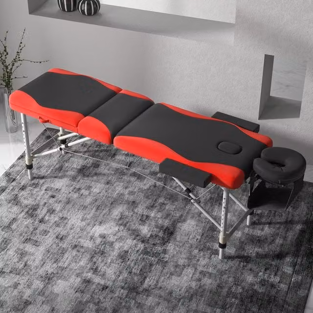 HOMCOM Foldable Massage Table for Salon and SPA in Red
