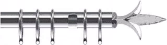New Edge Blinds Silver 35mm Metal Curtain Pole Set with Fleur de Lys Finial, Length: 280 cm