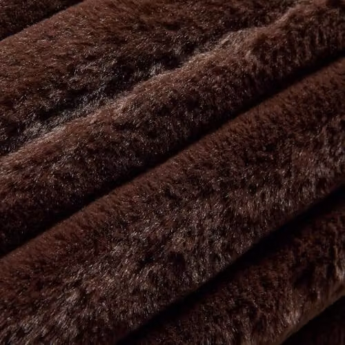 OHS Brown Faux Fur Ribbed Round Bolster Cushion Pillow – 4