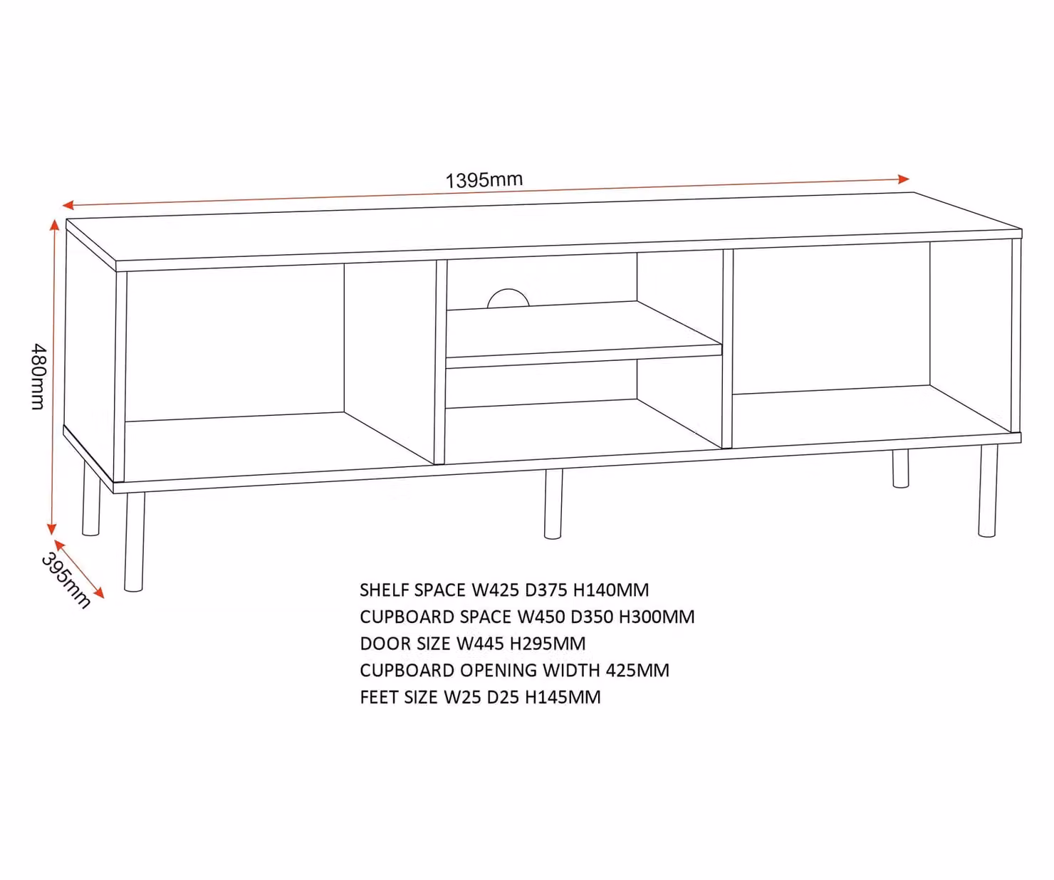 Seconique Leon Modern 2 Door Oak TV Cabinet – 3