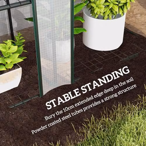 Outsunny 3 Tier Lean-to Mini Greenhouse with PE Cover, White, W/D/H: 46 x 46 x 151 cm – 4