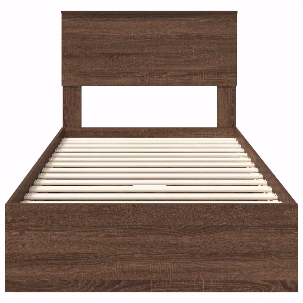 Berkfield Home Modern Storage Bed with Drawers in Brown Oak, Engineered Wood, W/D/H: 75 x 190 cm – 4