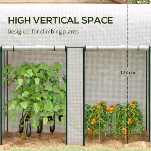 Outsunny White Walk-In Greenhouse with Roll-Up Zipped Doors, W/D/H: 200 x 100 x 178 cm – 3