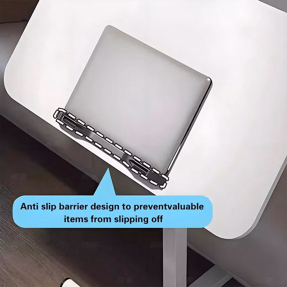 Kelvenix Mobile Over Bed Chair Table in Grey and White with Height Adjustable Wood and Metal Design – 2