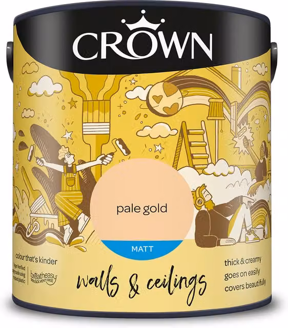 Crown Matt Breatheasy Water Based Dispersion Emulsion Paint in Gold/Yellow