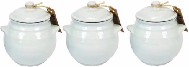 Verano Spanish Ceramics Rustic Pastel Fully Dipped Terracotta Kitchen Dining Storage Jar with Lid, Set of 3, Blue, H: 15 cm – 1