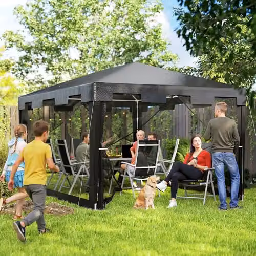 Outsunny Grey Hip Roof Garden Gazebo with Steel Frame, W: 295 cm, D: 255 cm, H: 295 cm – 6