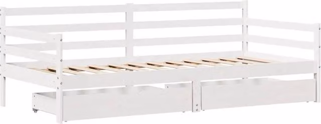 Berkfield Home Practical Daybed with Drawers in White Solid Pine, W/D/H: 90 x 190 x 69.5 cm