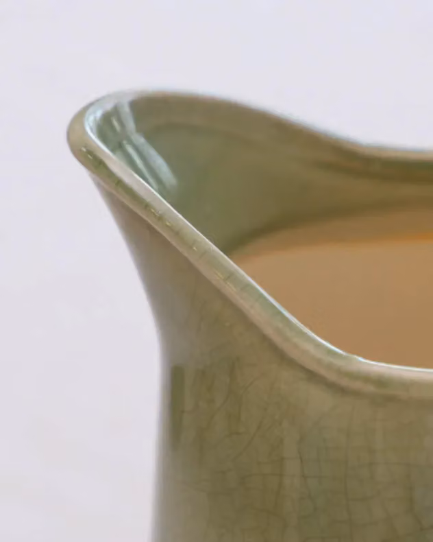 Dibor Ceramic Floral Jug in Sage Green and Brown for Tabletop Decor – 3