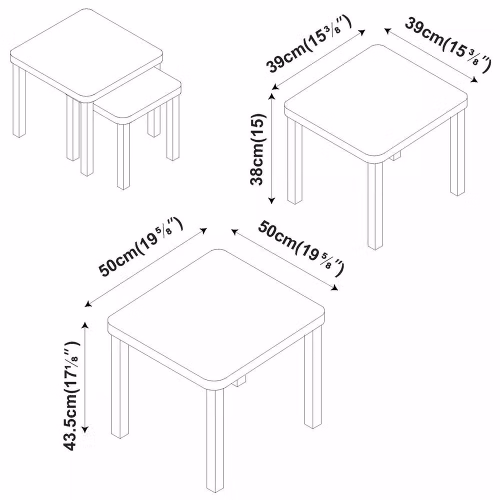 Havendro Cedar Set of 2 Square Wooden Nesting Tables in Grey – 2