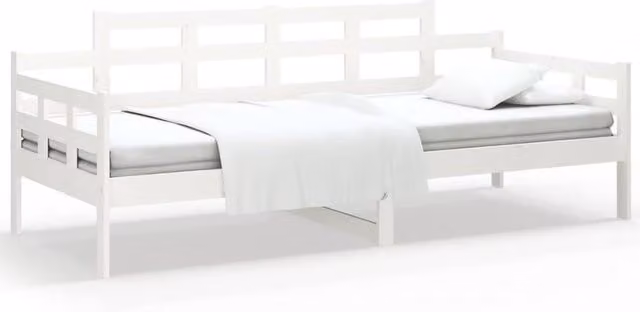 Berkfield Home Rustic White Solid Wood Pine Day Bed W/D/H: 190 x 90 x 0 cm