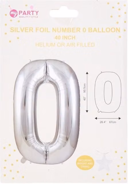 My Party Silver Foil Number Balloon for Birthdays and Anniversaries