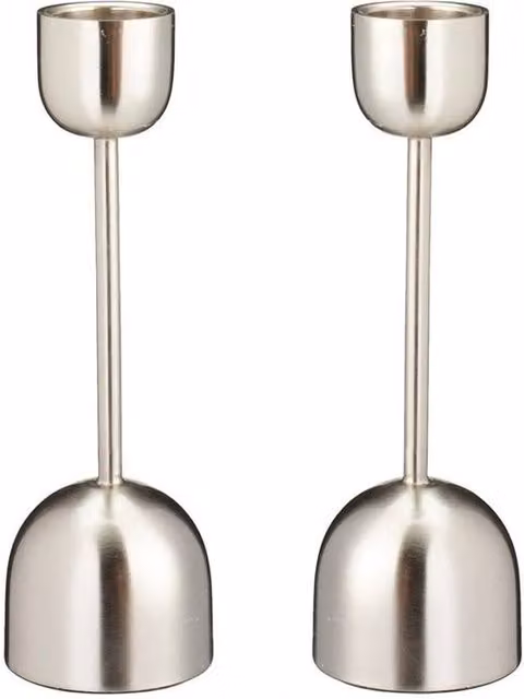 EONLION Silver Metal Taper Candlestick Bell Candle Holder Stand, Set of 2, Height: 25 cm – 1