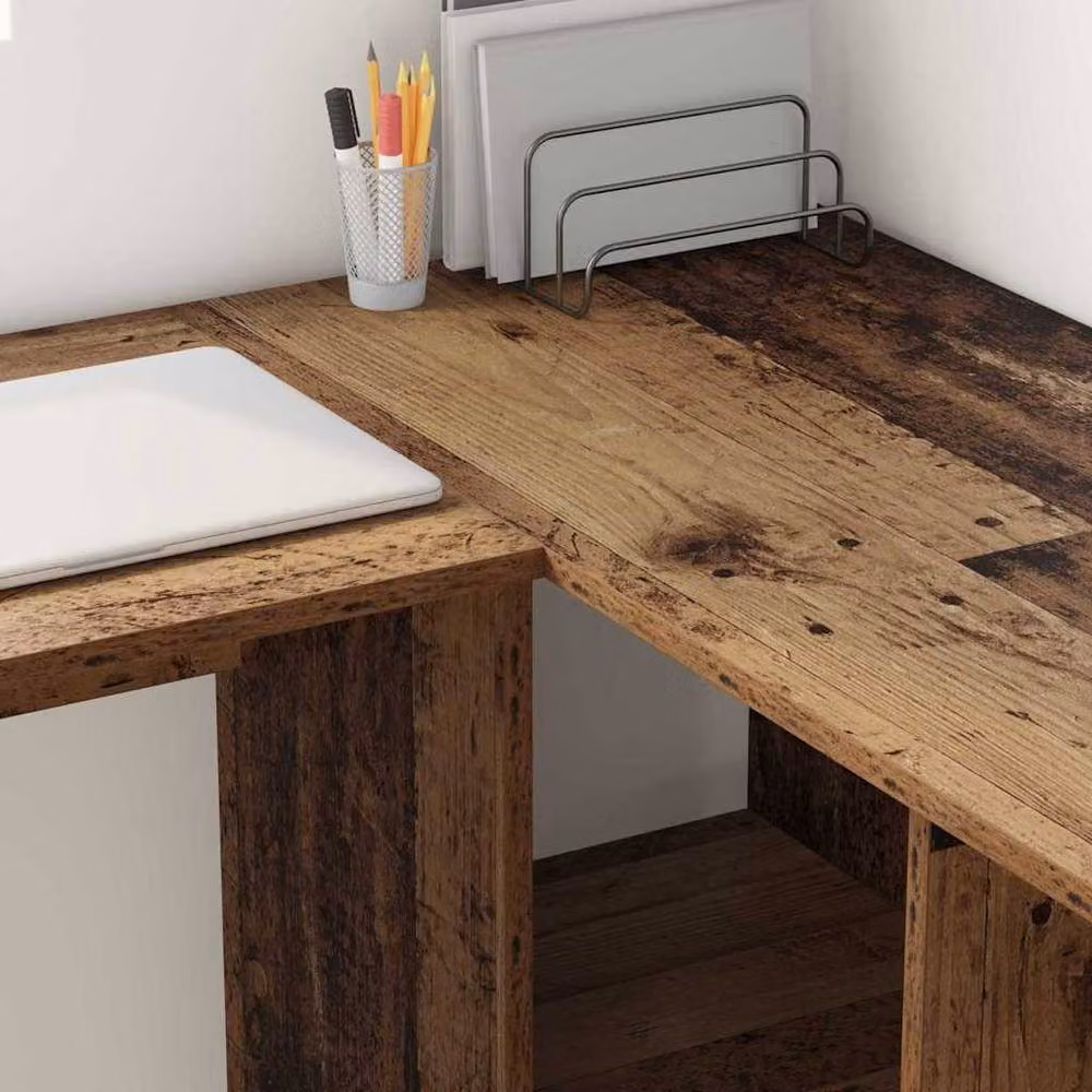 Berkfield Home Old Wood Computer Desk in Brown, Engineered Wood – 3