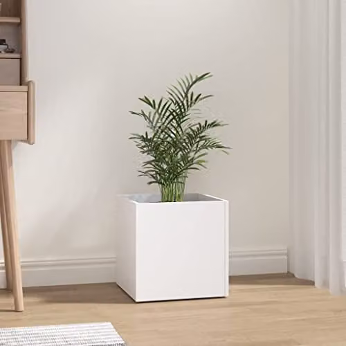 vidaXL White Square Wooden Tabletop Planter Box W/D/H: 40 x 40 x 40 cm