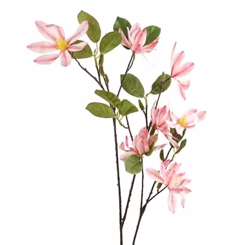 Leaf Design Pink Magnolia Artificial Single Flower, 100 cm