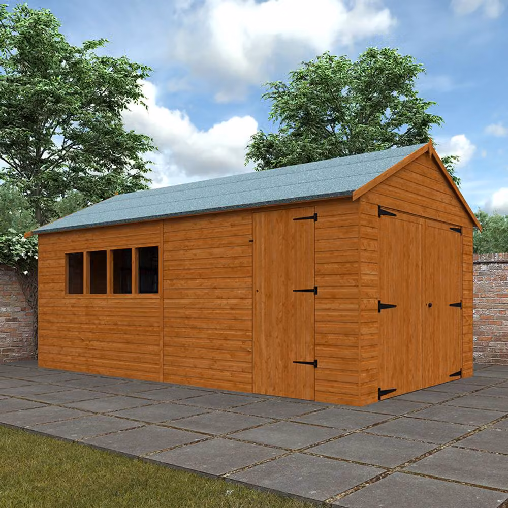 Buttercup Farm 12mm Solid Wood Pine Garage Shed in Burnt Orange – 3