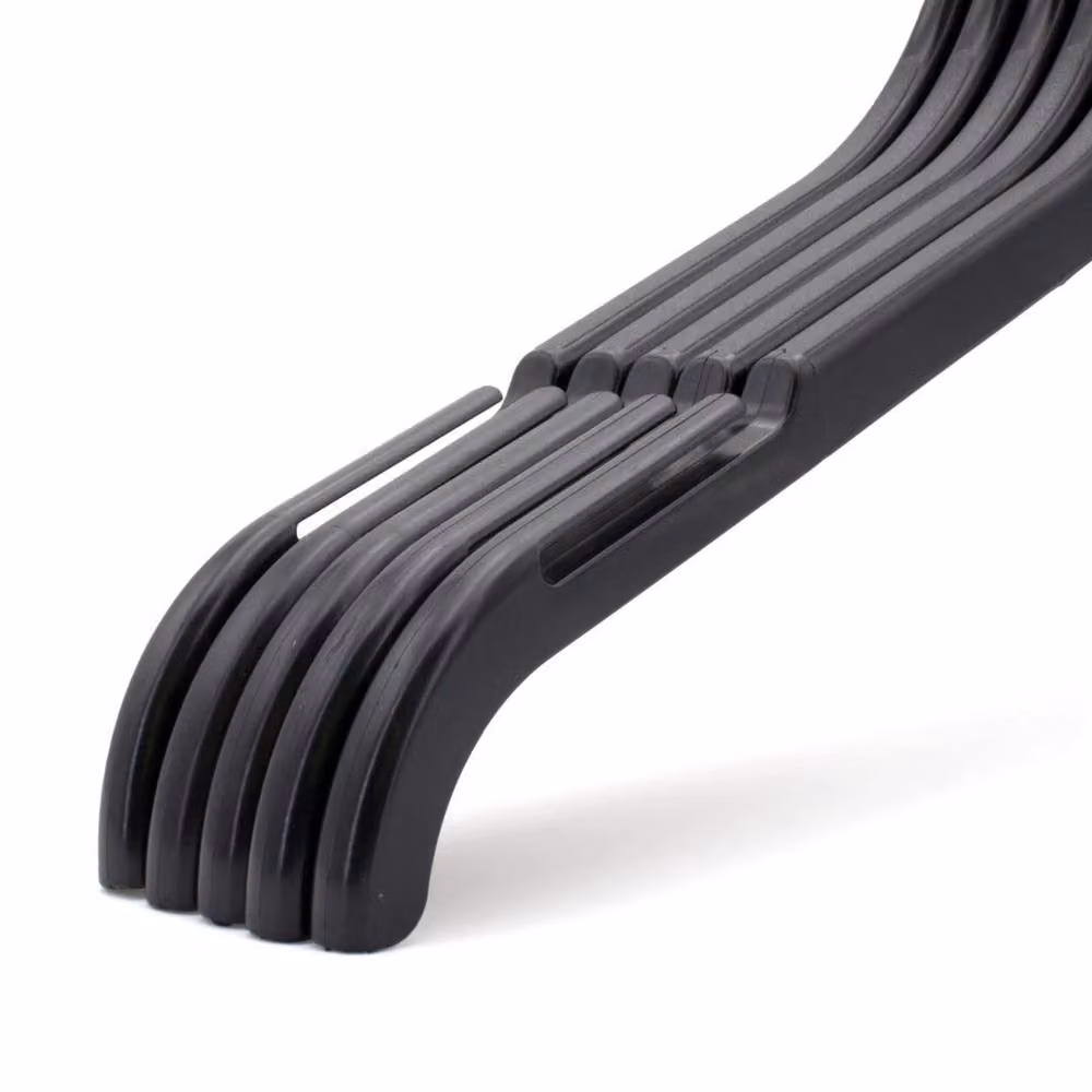 EONLION 20-Piece Set of Strong Plastic Space-Saving Coat Hangers with Notches, Black, Width: 50 cm – 2