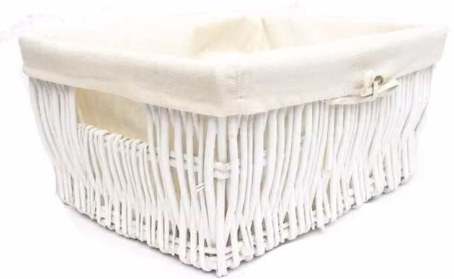 Topfurnishing Large Open Weave Wicker Storage Basket with Lining, White, Width: 35 cm