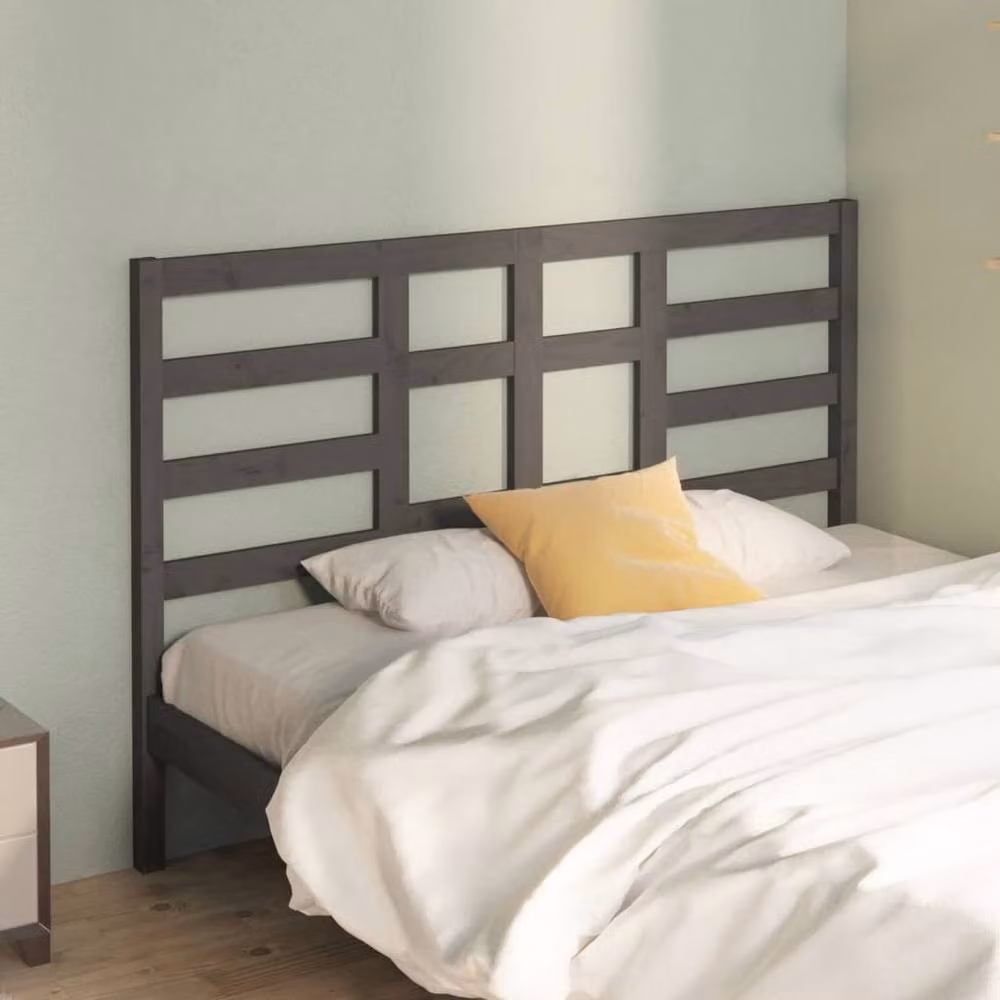 Berkfield Home Grey Rustic Solid Pine Wood Bed Headboard W: 156 cm, D: 4 cm, H: 104 cm – 2