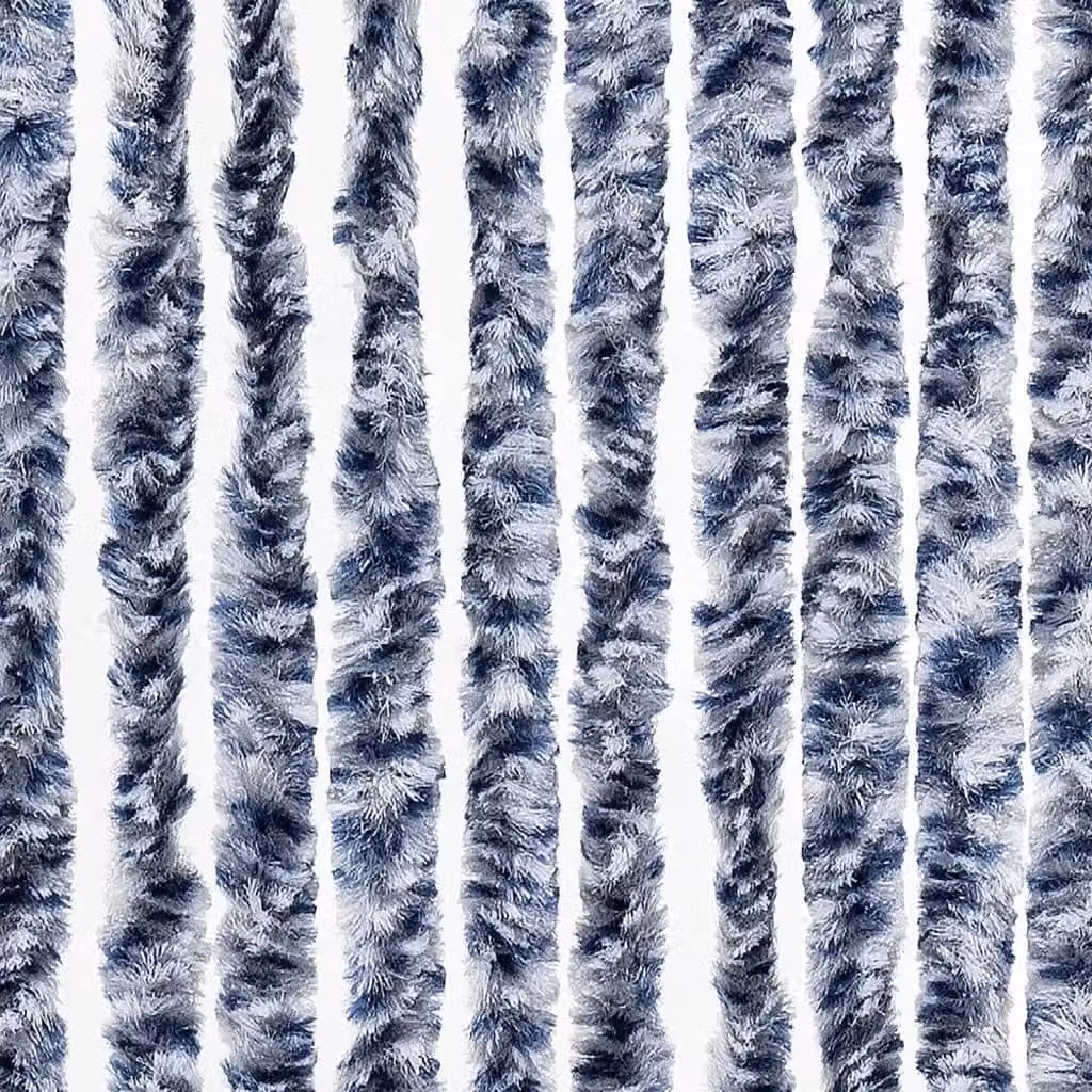 Berkfield Home Striped Chenille Insect Curtain in Blue, White and Silver, W: 56 cm, H: 185 cm – 4