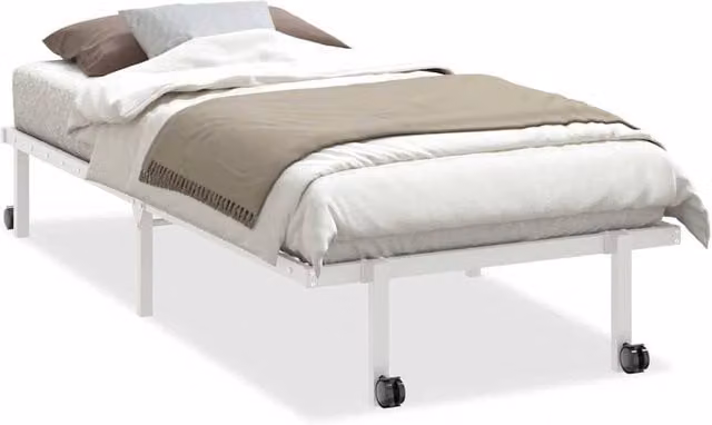 Berkfield Home Foldable Metal Bed Frame in White, W/D/H: 90 x 200 cm