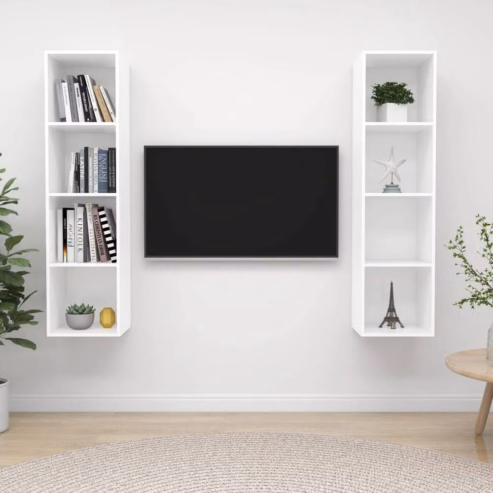 Berkfield Home Set of 2 Wall-mounted TV Cabinets in White Matt MDF – 2