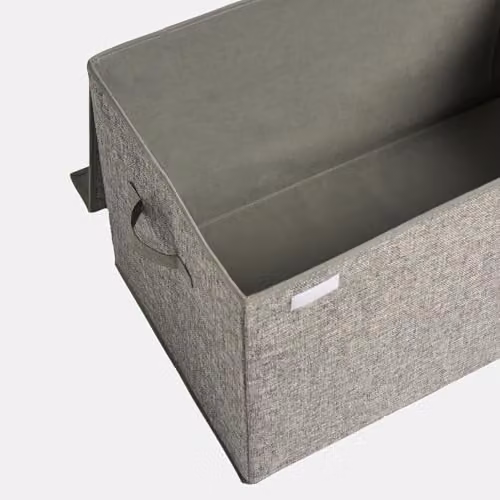OHS Large Collapsible Fabric Storage Box with Lid and Handles, Grey, W/D/H: 37.0 x 37.0 x 64.0 cm – 2