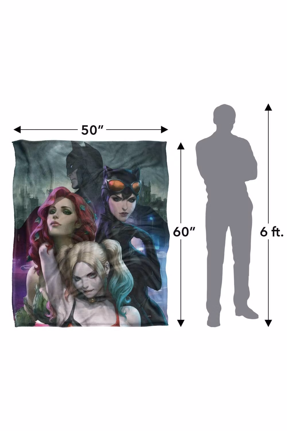 LOGOVISION Batman Catwoman Poison Ivy and Harley Quinn Trio Super Soft Silky Touch Fleece Throw Blanket, Multicolour, W/D/H: 91 x 147 cm – 7