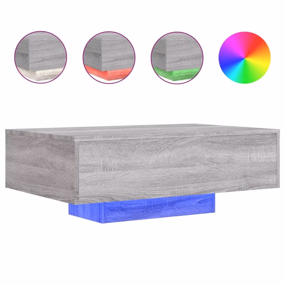 Berkfield Home Modern Coffee Table with LED Lights in Grey Sonoma, W: 85 cm, D: 55 cm, H: 31 cm – 2